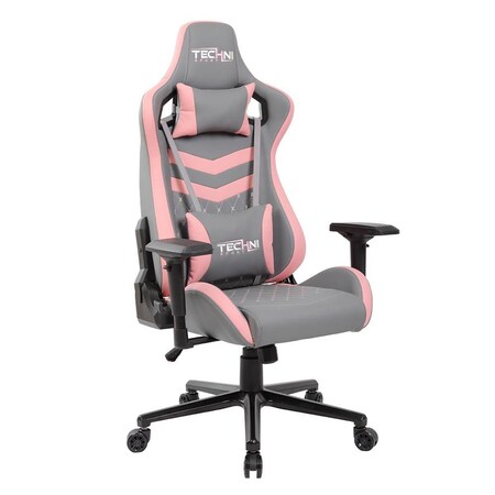 Techni Sport Techni Sport RTA-TS83-GRY-PNK Ergonomic High Back Racer Style PC Gaming Chair; Grey & Pink RTA-TS83-GRY-PNK